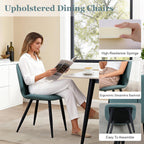 Leather Dining Chairs Set of 6, Mid Century Modern Dining Chairs Upholstered Kitchen Dining Room Chairs with Metal Legs Adjustable Feet for Living Room Lounge Restaurant, Comfortable Seat, Green
