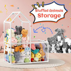 ROMAGIO Stuffed Animal Storage Zoo, Large PVC Plush Toy Organizer | Extra-large 2-tier space-saving design with durable kid-safe PVC frame. Easy assembly for playroom, nursery, and kids' room