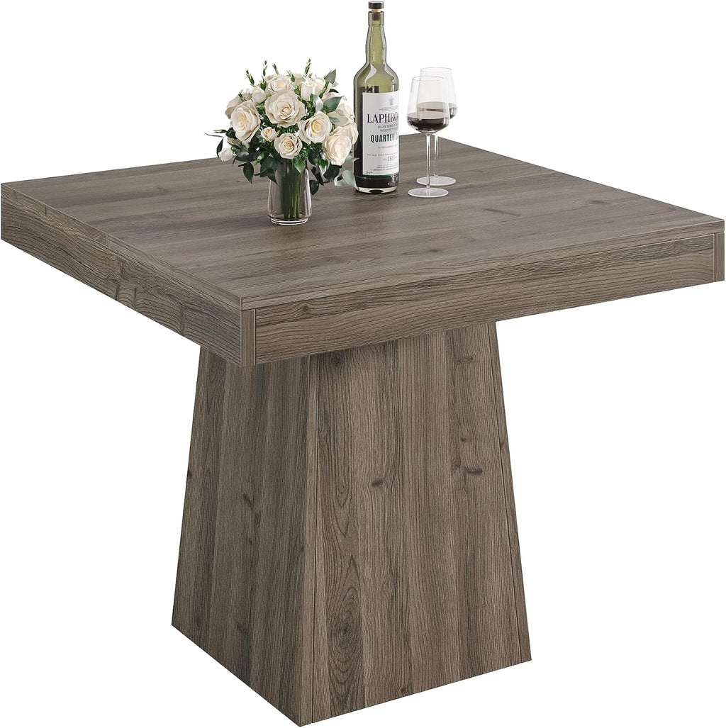 Tribesigns Square Dining Table for 4, 31.5-Inch Small Kitchen Table with Sturdy Pedestal Base, Farmhouse Dinner Table for Dining Room, Living Room, Kitchen, Light Gray