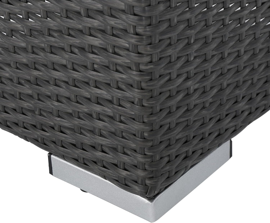 Christopher Knight Home Santa Rosa Outdoor 16" Wicker Ottoman Seat with Water Resistant Cushion, Grey / Silver