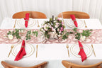 Sequin Table Runners 2 Pieces Rose Gold Flower Table Runners 12x72 Inch Glitter Dining Table Cover for Party Wedding Birthday Reception Banquet Decoration Spring Party Chair Sashes