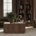 FORTUNETEC 31.5" Lift Top Coffee Table with Storage, Arched Design, Walnut