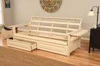 Kodiak Furniture Phoenix Futon Set with Oregon Trail Java Mattress and Storage Drawers, Full, Barbados