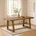Plank+Beam Classic 72 Inch Dining Table, Rectangular, Pecan Wirebrush | Non-Toxic Finishes, Versatile Design, Farmhouse Design, Elegant Details, Easy Assembly, Quick Setup, Solid Wood