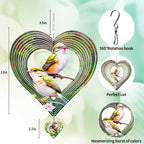 3D Hummingbird Heart Wind Spinner for Outdoor Decor, Stainless Steel Hanging Wind Sculpture, Garden Gifts for Mom, Mother’s Day, Rustproof Metal Yard Art for Patio, Porch, and Bird Lovers