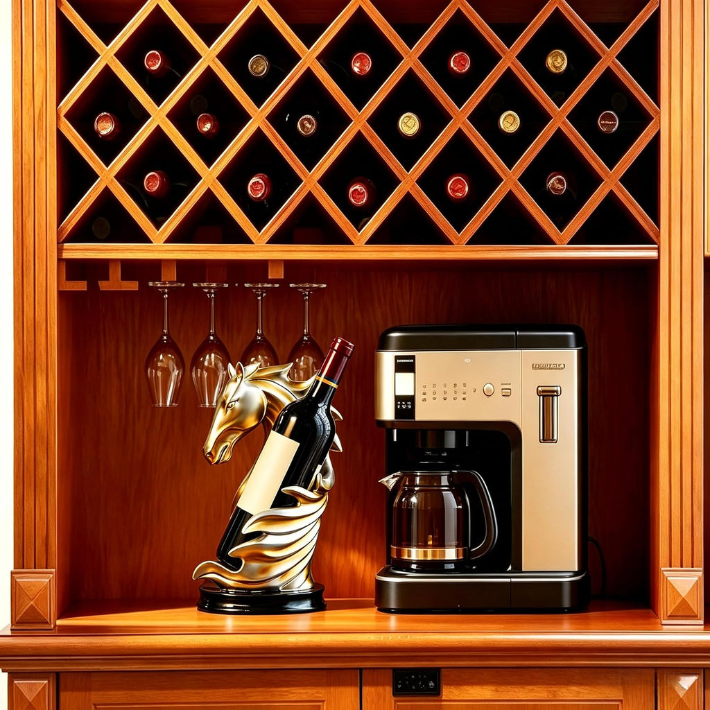 XINXUAN Wine Holder Countertop, Horse Head Wine Racks Decor for Bar Decorations for Home, Home, Shelf, Pantry Organizers and Storage, Wine Accessories for Wine Lovers, Gift (Yellow)