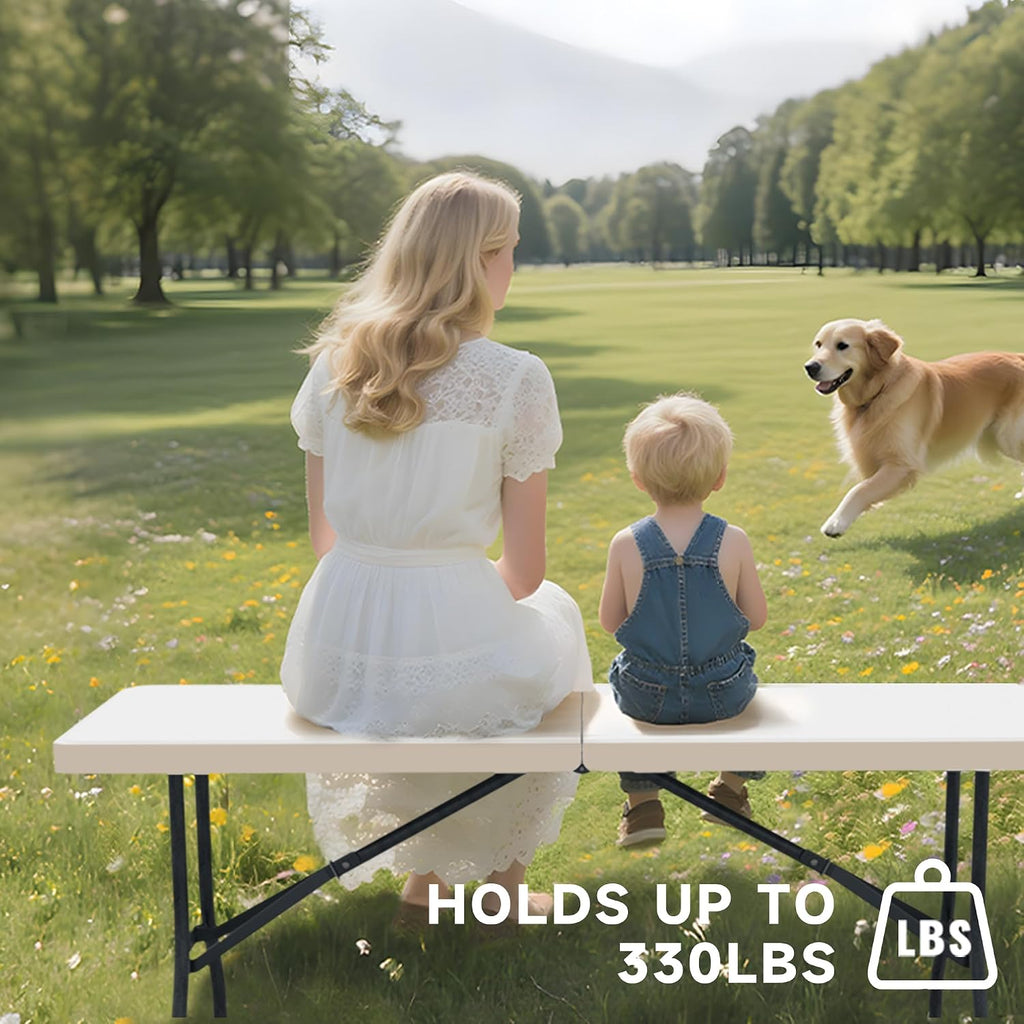 Folding Table 6 Foot with Black Table Cloth- Durable 330LBS Capacity, Sturdy & Foldable Design with Safety Lock-Portable Tables Folding for Camping, Party, Indoor & Outdoor Use10 Pack