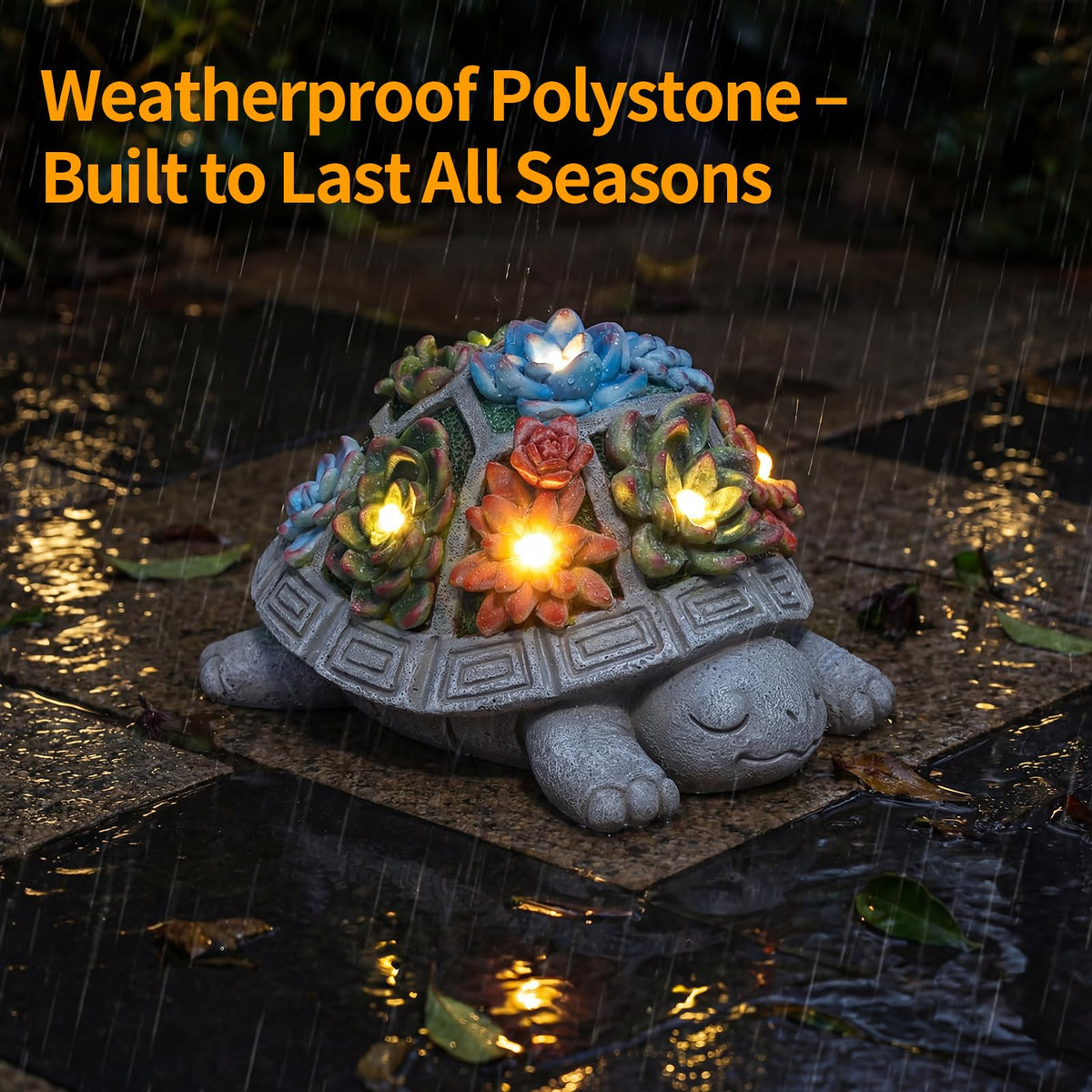 Snclriao Solar Turtle Garden Outdoor Decor with Succulent & 7 LED Lights – Outside Tortoise Statue Decor for Yard Patio Balcony & Backyard - Home House Decoration Art - Gift for Men Dad Women Mom