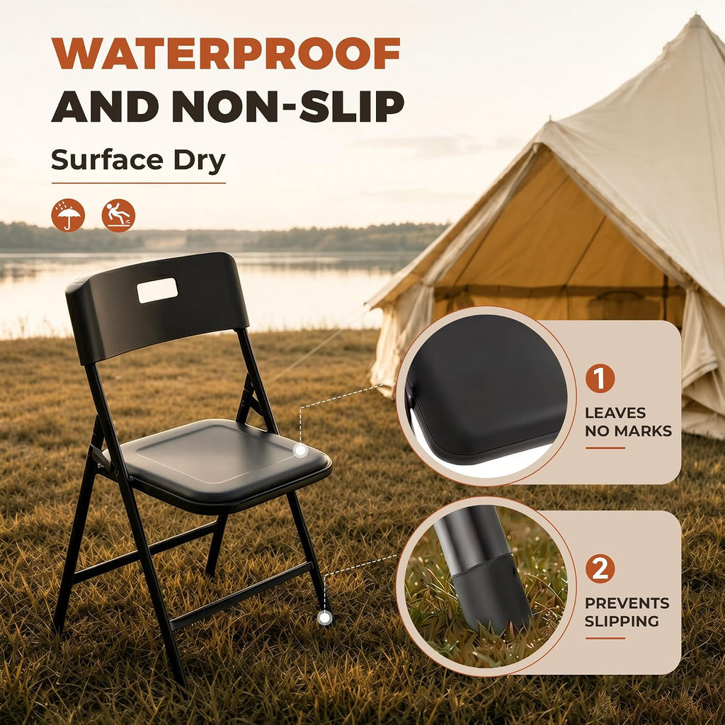 5-Piece Folding Card Table and Chairs Set, 34" Square Table with 330lbs Stackable Chairs, Portable Folding Table with Carrying Handle for Picnic, Camping, Party, Patio