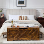 47.2” Storage Bench,Extra Large Wooden Storage Chest with 2 Safety Hinges,entryway Bench,Blanket Storage,Shoe Storage Bench for Entryway,Bedroom,Living Room,Easy Assembly.-Rustic Brown