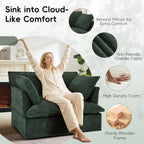 ERYE 47" Chenille Upholstered Accent Chair Wide Seat Armchair for Living Room Bedroom, Modern Upholstered Armchair W/ 2 Pillows and USB-C Ports for Home Apartment Office