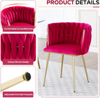 Baysitone 63" Modern Glass Dining Table with 4 Hot Pink Velvet Dining Chairs, Gold Metal Legs - Stylish 5-Piece Dining Set for Home