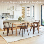 LUE BONA Walnut Dining Chairs Set of 2, Farmhouse Wood Dining Chairs with Semicircular Backrest, Spindle Dining Chair for Kitchen and Dining Room, 18 Inch