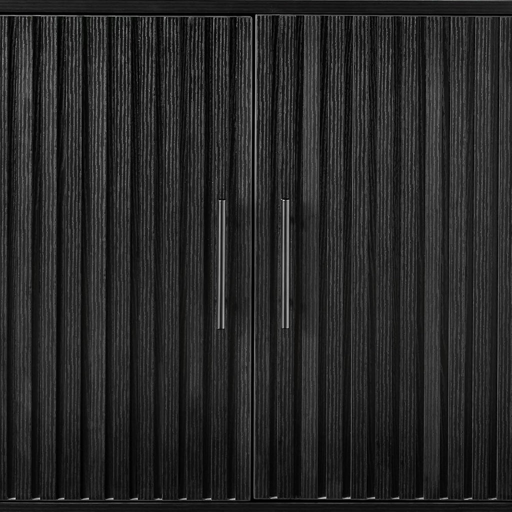 Best Choice Products Slatted Sideboard Buffet Cabinet, Entryway Table, Accent Storage Cabinet, Console Table for Hallway, Living Room, Dining Room – Black