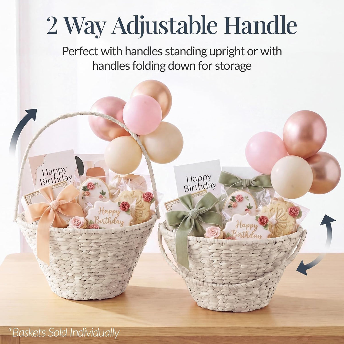 Best Choice Products Woven Large Gift Basket For DIY Halloween Boo Baskets, Holiday Gifts & Celebrations, Storage Wicker Basket w/Collapsible Handle, Tapered, Hyacinth, Basket Only, 20In - White