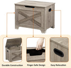 IDEALHOUSE 23.6" Storage Bench with 2 Safety Hinges, Grey | Retro Wooden Storage Chest, Loads 300 lb, Easy Assembly, Storage Ottoman Bench for Bedroom Entryway Living Room
