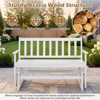 Tangkula 2-Person Patio Acacia Wood Glider Chair, 800 LBS | Armrests, Slatted Seat & Backrest, Heavy-Duty, for Porch, Garden, Backyard and Poolside