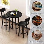 Recaceik 3‑Piece Pub Dining Set, Counter Height Modern Round Bar Table with Wood Top, Pub Table and Stools for 2, Easy Assemble Bistro Set for Breakfast Nook, Living Room, Small Space Restaurant