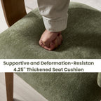 ROCITY Green Dining Chairs Set of 6 Upholstered Dining Room Chairs, Mid Century Modern Kitchen Chairs with Curved Backrest and Wooden Legs for Dining,Living Room