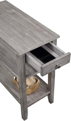 Pemberly Row Three Tier End Table with Drawer, Gray Wood Finish, 23.5 x 11.25 x 24 in, Hidden Storage, Middle and Bottom Shelf, Durable Accent Table for Living Room or Bedroom Decor