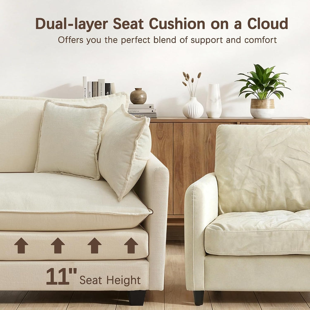 Oversized Loveseat Sofa, 70" Sectional Cloud Couch, 2 Seat Modern Comfy Sofa Chenille Deep Seat Couches with 2 Pillows, for Small Apartment, Living Room (Beige 70" Loveseat)