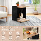 Giantex Modern End Table Set of 2, 2-Tier Sofa Side Table with Open Storage Shelf, Wooden Bedside Table, Rustic C Shaped Nightstand for Living Room, Bedroom, Small Spaces, Oak & Black
