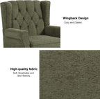 Accent Chair, Upholstered Armchair with Button Tufted High Back & Solid Wood Legs, Comfy Wingback Reading Single Sofa Chair for Small Spaces, Living Room, Bedroom