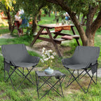 Leonyo Camping Chairs for Adults, 2 Pack Folding Lawn Chair & Table, Grey | Oversized & Portable Beach Chair for Outdoor Sports, Fishing, Rv Travel, Picnic