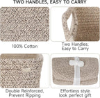 3 Pack Small Storage Baskets for Organizing, 11.8×7.8×5.1", Mixed Brown | Woven Baskets for shelves, Cotton Rope Basket for Gifts Empty, Closet Organizer Bins with Handles, Cube Decorative Box