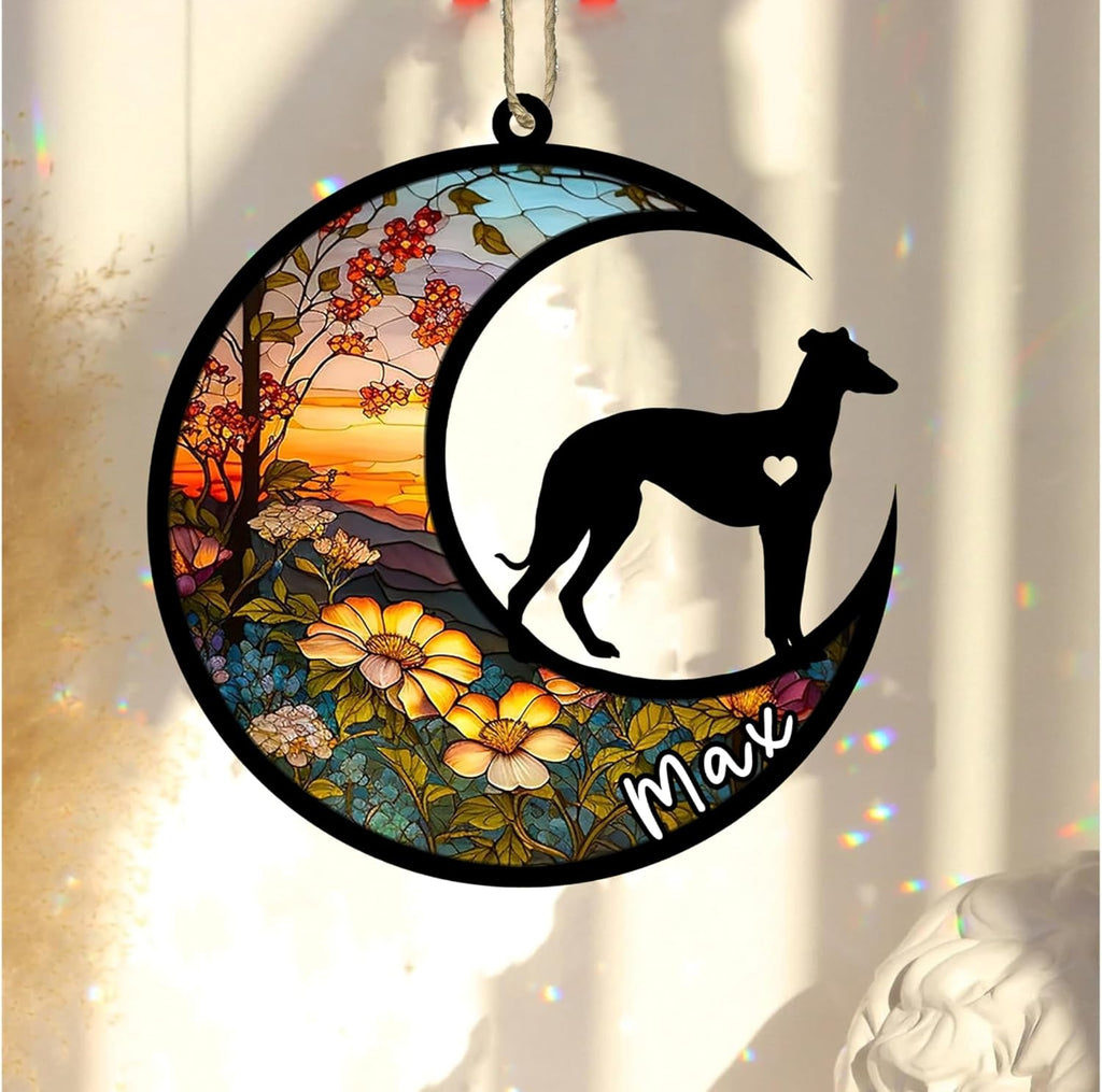 Personalized Dog Memorial, Custom Name Whippet Dog Christmas Ornament with Name, Custom Breeds, Pet Loss Light Catcher, Gifts for Lovers Loss of Pet Sympathy on Mothers Day Christmas