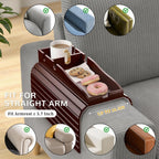 Korser Couch Armrest Table, Sofa Arm Tray with Removable Cup Holder, 2 in 1 Anti-Slip Armrest Tray Table for Couch, Bamboo Foldable Couch Cup Holder for Drinks Snacks Phone Remote Control