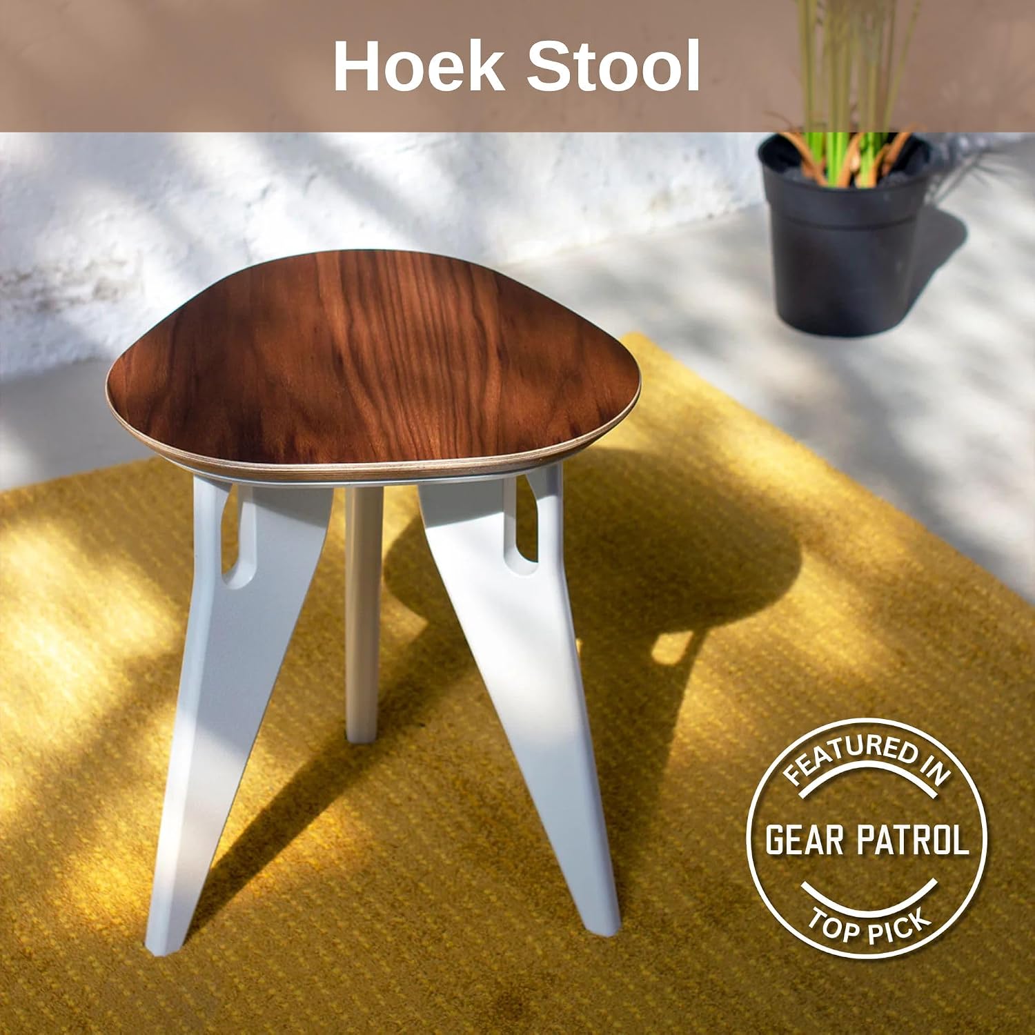 HOEK Side Table - Modern Square End Table and Multipurpose Stool with One-Click Assembly, Compact 17" x 17" Accent Table for Living Room, Bedroom, or Home Office (Walnut/White)