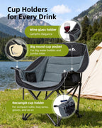 Abahub Camping Chairs Oversized Padded Heavy Duty Quad Foldable Portable Folding Chairs XL Lawn Chairs Wide Giant Big for Adults Support 500 lbs for Outdoors Black Grey