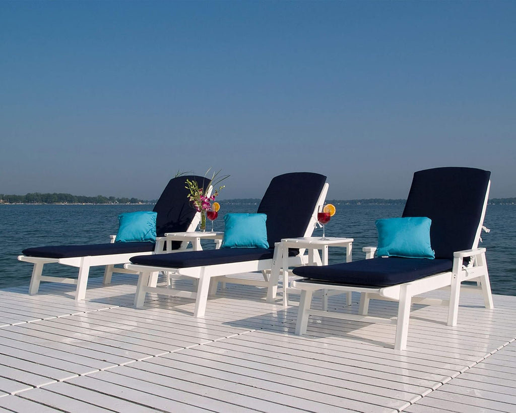POLYWOOD NCC2280TE Nautical Arms Chaise, Teak