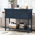 ARTPOWER Console Table with 2 Drawers, Retro Entryway Table with 2 Door | Solid Wood Veneer Entry Table, Behind Couch Sofa Table with Open Storage Shelf for Living Room, Foyer, Hallway