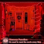 QITONG 165ft 500 LED Halloween Red Lights, String Lights Outdoor Waterproof Plug in, Green Wire Christmas Twinkle Light Indoor with 8 Modes