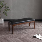 LZAREAL Upholstered Entryway Bench Modern Shoe Benches for Hallway Porch Bedroom Bench for End of Bed Dining Bench for Dining Table Dining Room Kitchen Window with Wood Legs, PU Leather, Black