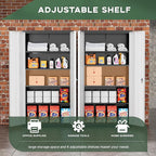 Greenvelly Metal Garage Storage Cabinet with Doors and Adjustable Shelves,72" Steel Lockable File Cabinet for Home Office,Garage,School(Black Grey,32" W x 16" D)