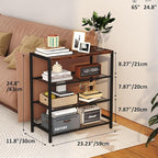Yusong Shoe Rack Organizer, 4 Tier Industrial Shoe Storage Shelf, Narrow Sturdy Metal Shoe Shelves for Closet Entryway, Rustic Brown