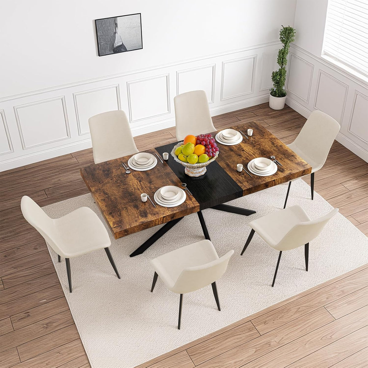 71" Extendable Dining Table for 4-8 People Wooden Dining Room Table Modern Extendable Kitchen Table for Dining Room, Small Space Saving Design, Easy Assembly(Brown)