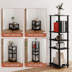 3-Tier Black End Tables Set of 2, Engineered Wood Small Side Tables with Storage Shelves, Small Nightstands for Bedroom, Living Room, Bathroom, Black