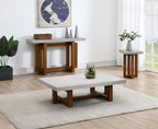 Acme Keven Transitional Composite Wood Square End Table in Walnut/Gray