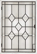Kate and Laurel Megara Decorative Wooden Wall Hanging Curio Cabinet for Open Storage with Decorative Black Iron Door, Whitewash Finish