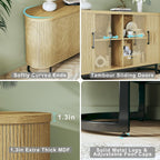 HUAHUU Sideboard Buffet Cabinet with Storage, 54.3" Fluted Tambour, Adjustable Shelves, Mid Century Modern Console for Living Room Kitchen