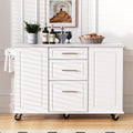 50.7" Kitchen Island with Drop Leaf Storage for Trash Can White