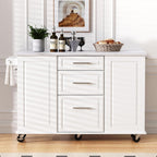 50.7" Kitchen Island with Drop Leaf Storage for Trash Can White