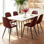 Set of 4 Brown Dining Chairs – Modern Armless Kitchen & Dining Chairs, Faux Leather Upholstery, Ergonomic Backrest & Sturdy Metal Legs