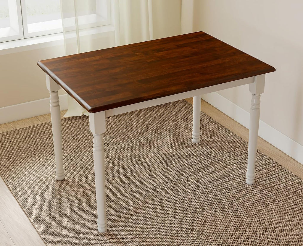 chairus 43" Wood Dining Table for 2-4, Rectangular Kitchen Table with Turned Leg, Modern Farmhouse Dining Room Table for Small Space Apartment Office Living Room Restaurant, Reddish Brown Tabletop