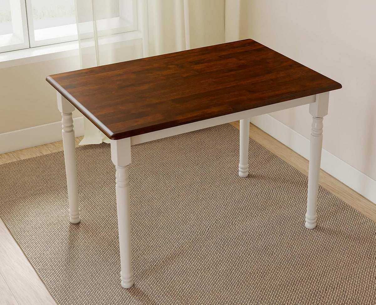 chairus 43" Wood Dining Table for 2-4, Rectangular Kitchen Table with Turned Leg, Modern Farmhouse Dining Room Table for Small Space Apartment Office Living Room Restaurant, Reddish Brown Tabletop