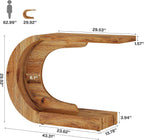 Tribesigns 43.3" Farmhouse Console Table for Entryway, Unique C-Shaped Rustic Sofa Table Behind Couch with Storage for Living Room, Hallway, Entry, Entrance, Foyer, Easy Assembly, Natural Brown
